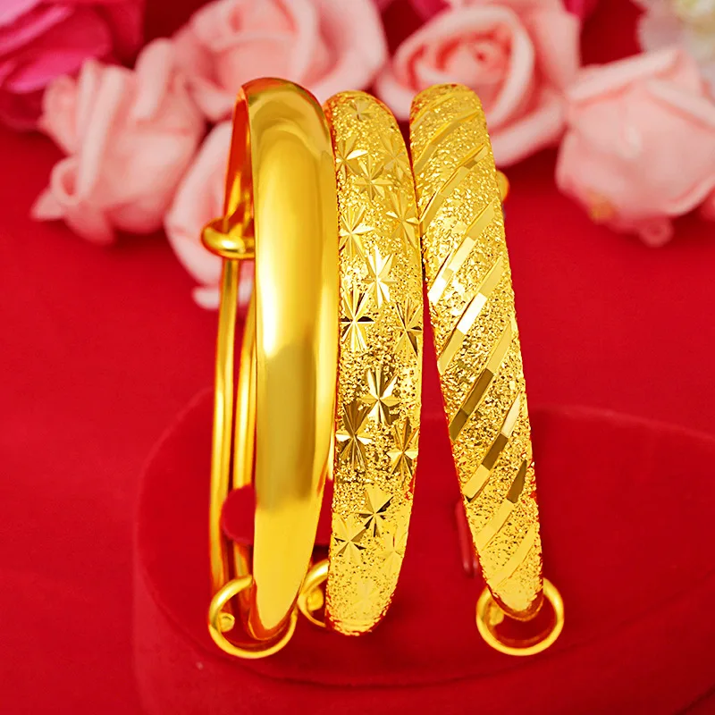 Simulovaný skutočný 14k zlatý farebný náramok Starry Glossy Push-Pull Open Ústa Originálny tovar, ktorý sa neostáva, dámy