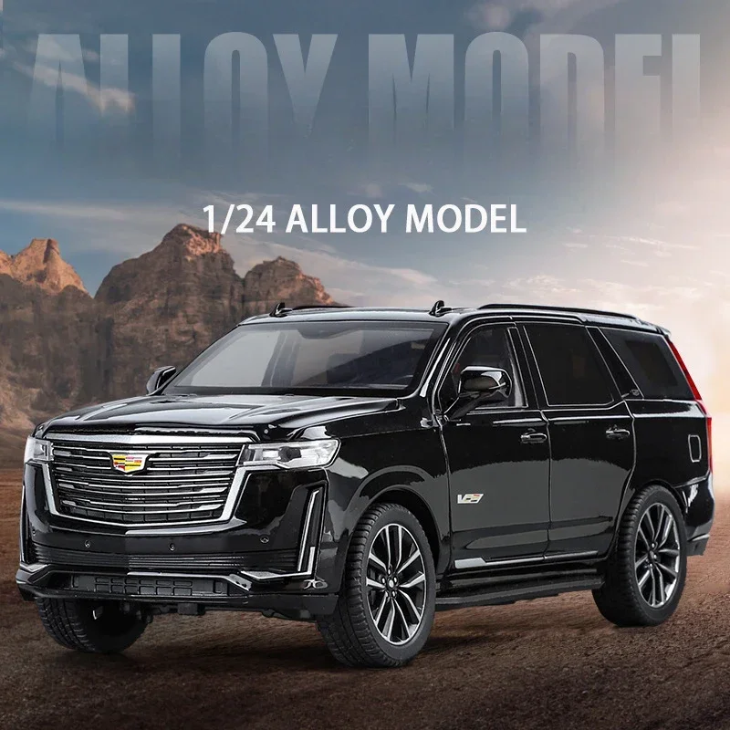 Simulácia 1:24 Cadillac Escalade SUV CAR Model so zvukovým svetlom DETA DECKAT DIECAST HOODICKY