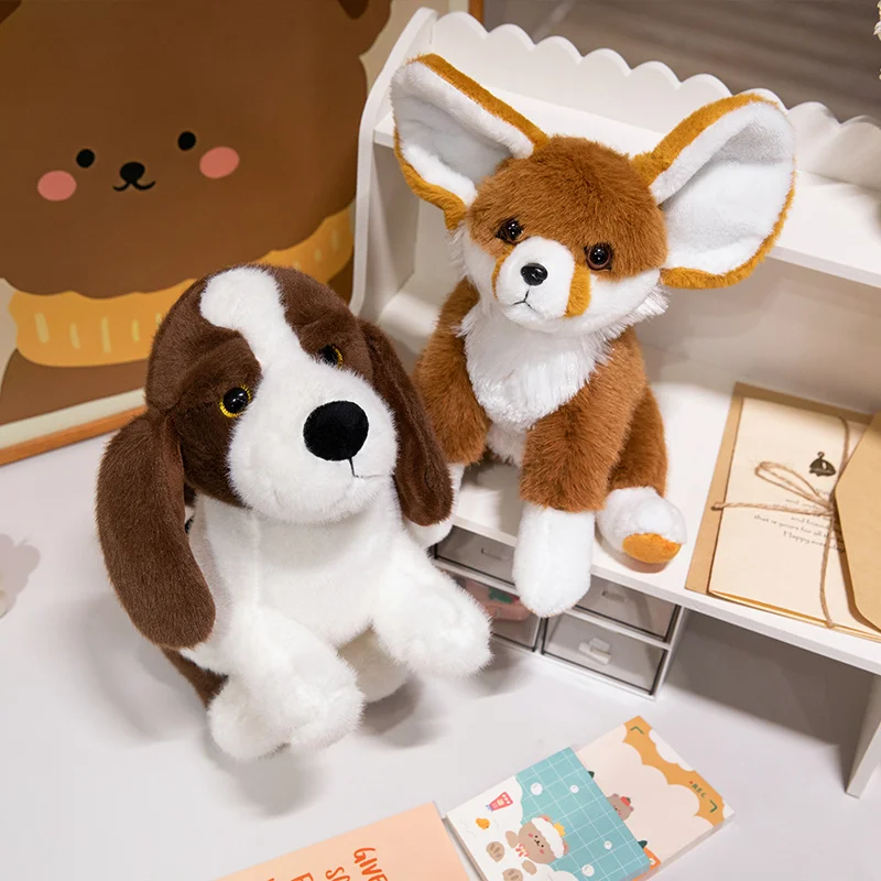 Simulácia 25/28 cm roztomilé uši líšky plyšové hračky Karikatúra plnené živočíšne živočíšne basset hound plyšy bábiky pre deti Dievčatá Darčeky Decor