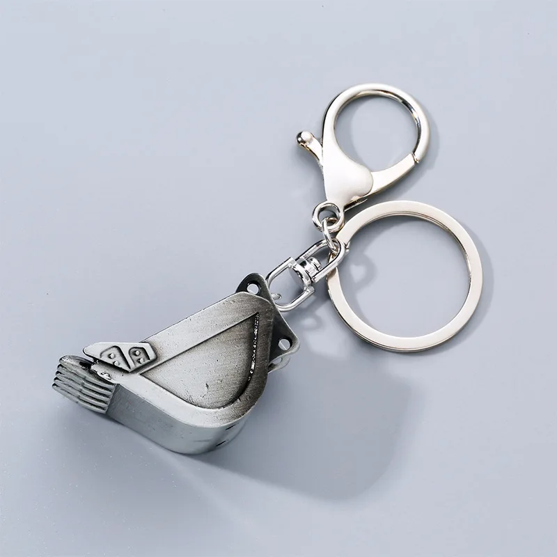 Simulácia buldozér Keychain pre ženy Men Creative Mini Stereo rýpadlo vedierka Model kovový kľúčový kľúče kľúče