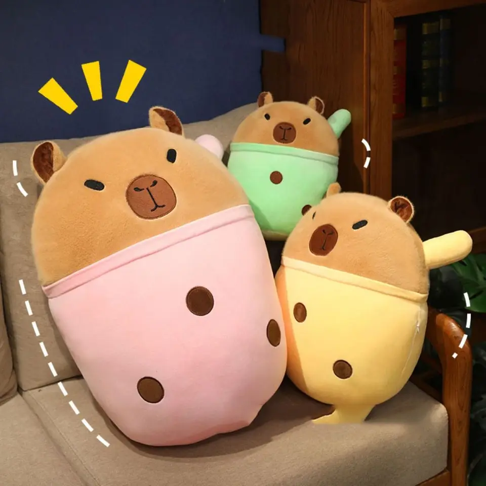 Simulácia Capybara vankúš plyšová hračka Hračky Doll Perl Perl Milk čaj šálka vankúš Soft 20 cm cabara Anime Fluffty hračky Domovod