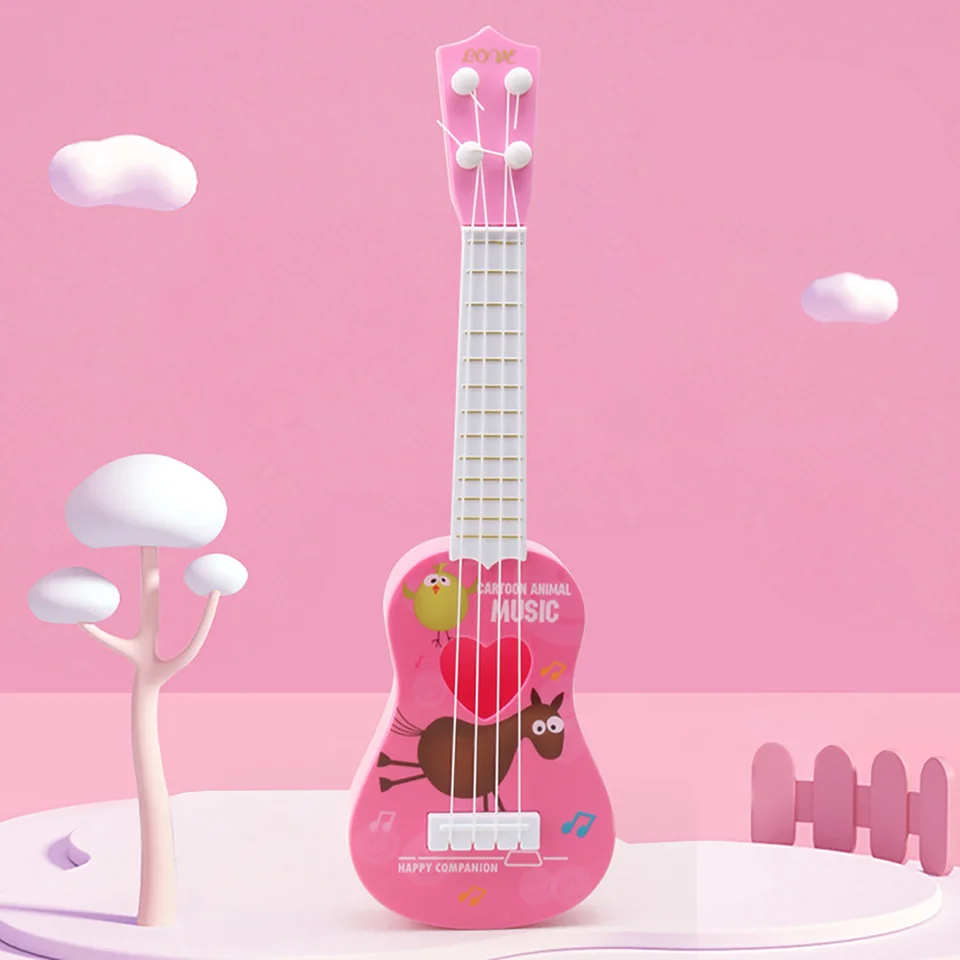 Simulácia detí Mini gitara môže hrať hračky pre vzdelávanie v ranom vzdelávaní pre interakciu s rodičom a dieťaťom