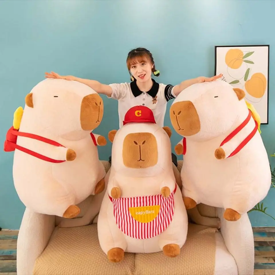 Simulácia hamburger capybara plyšová bábika Doll Doll zástera francúzske hranolky Capybara Doll 30 cm mäkký plyšový plyšový hračku Caphybara k narodeninám darček