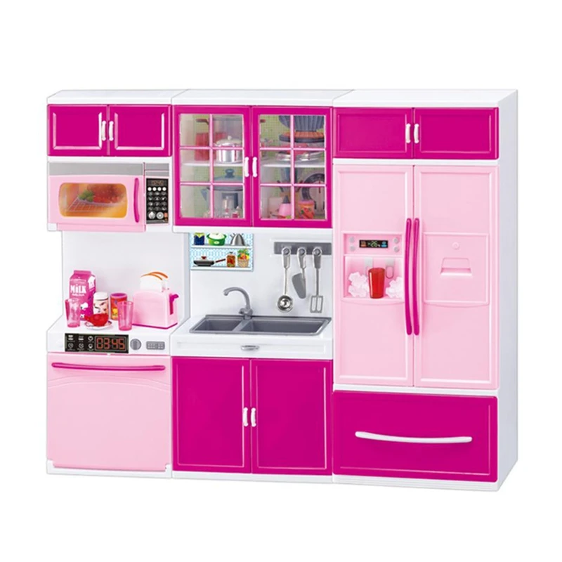 Simulácia kuchynských skriniek súpravy Deti predstieranie hrania nástrojov na varenie Mini súpravy riadu hračky Dievčatá Dollouse Playset