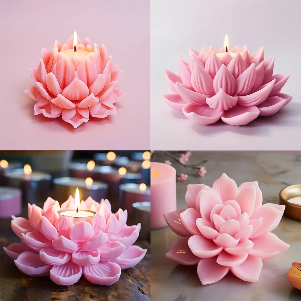 Simulácia Lotus Sviečka Silikónový pleseň Blossom Blossom Flow Mydr Vôňa Ozdoby Výroba čokoládového koláča dekorácie Valentína darček
