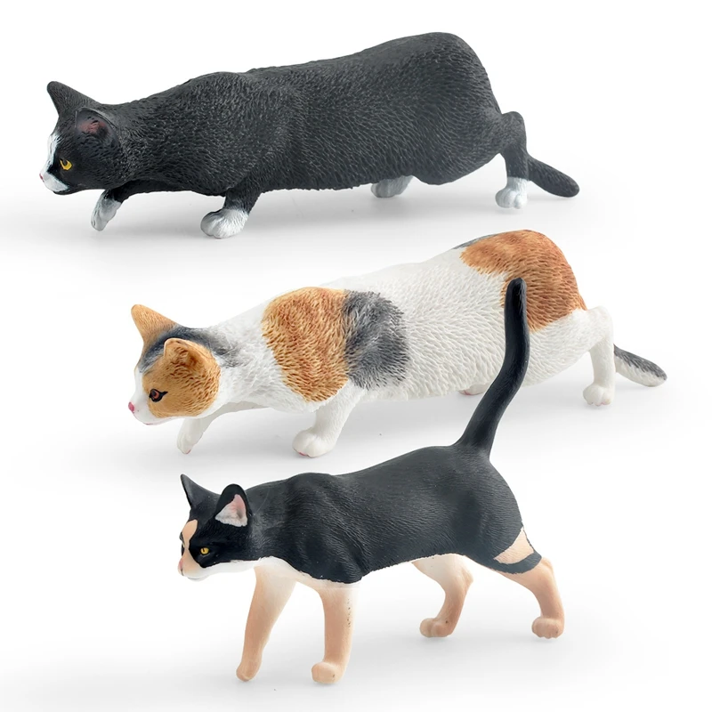 Simulácia Pet Cat Animal Model Tri Felinae Cat Čierna vidiecka mačka ozdoba Ozdob