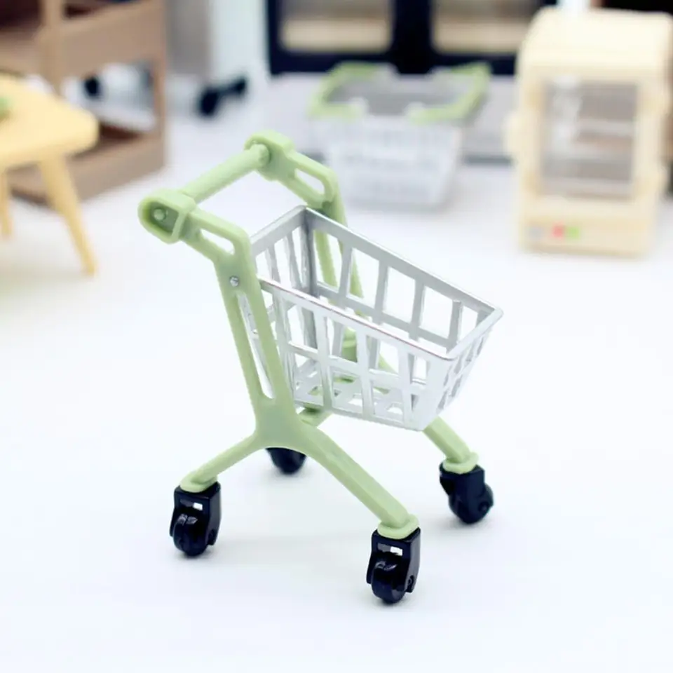 Simulácia pre bábiky Model Model Model Miniatúrny supermarket Trolley nákupné ozdoby pre domácu výzdobu