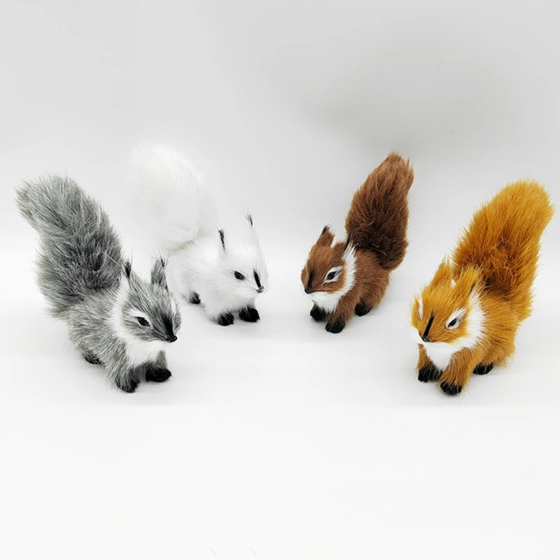 Simulácia veveričiek figúrky miniatúry roztomilé plyšové zviera Ornament Kid narodeniny darček svadobná hostina vianočný domáci stôl dekor