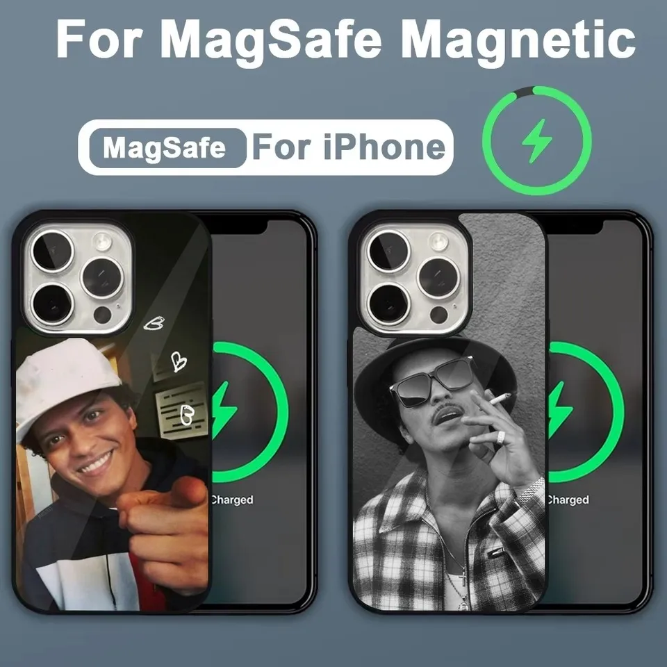 Singer B-Bruno M-Mars Telefón pre iPhone 16,15,14,13,12,11, Plus, Pro, Max, Mini Magsafe Magnetic Wireless nabíjanie