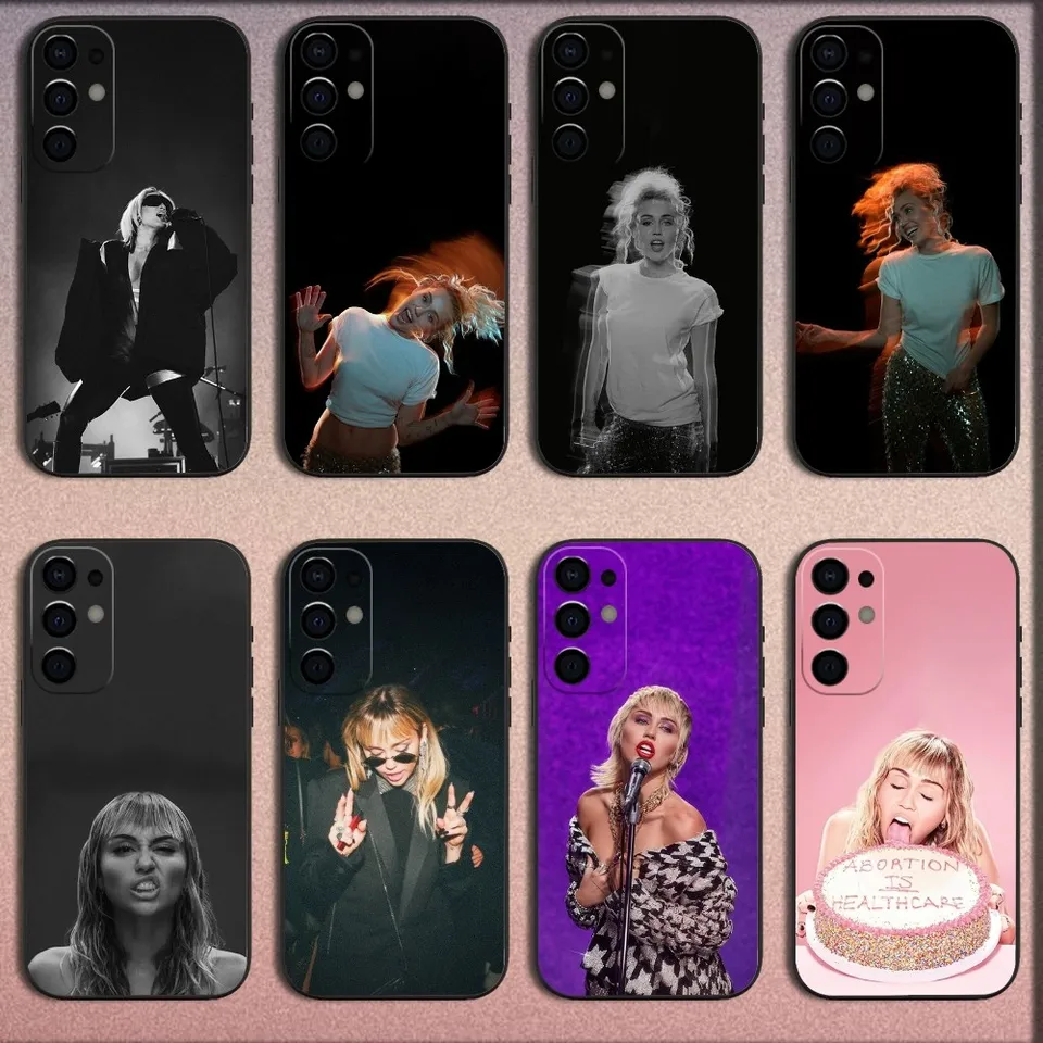 Singer M-Miley Cyrus Telefón puzdro pre Samsung S25, S24, S21, S22, S23, S30, Ultra, S20, Plus, Fe, Lite, Note, 10,9,5 G čierny mäkký kryt