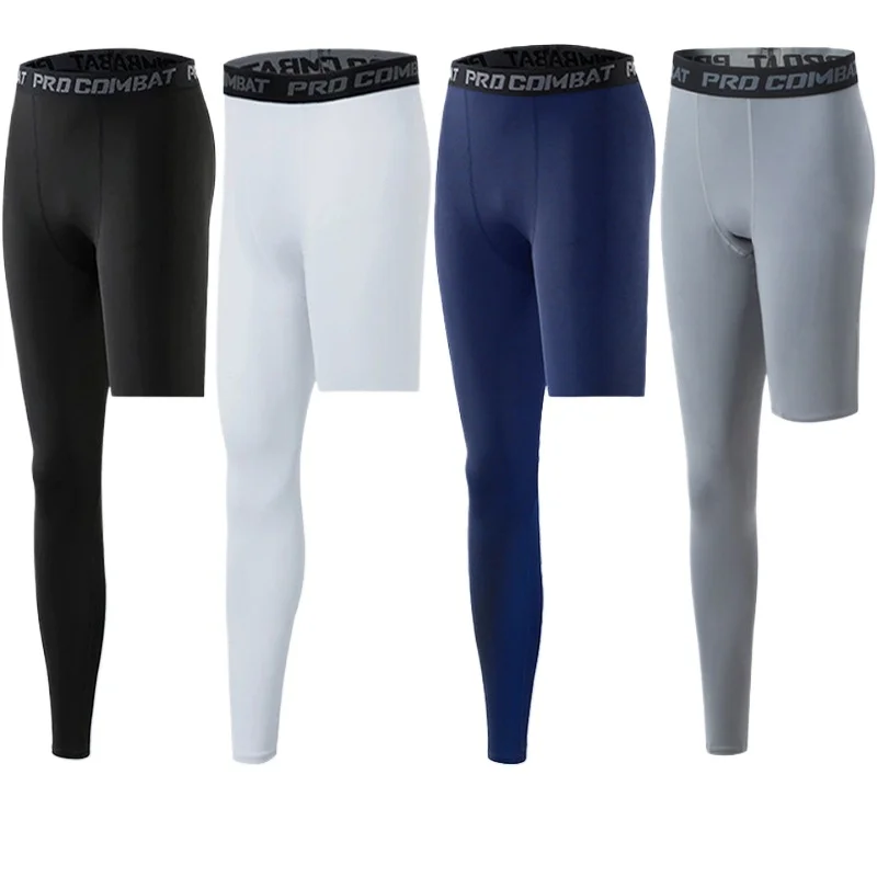 Single Leg Pánske kompresné nohavice basketbalové legíny Športové bežecké nohavice priedušné rýchle sušenie tréningu Fitness Gym Pants