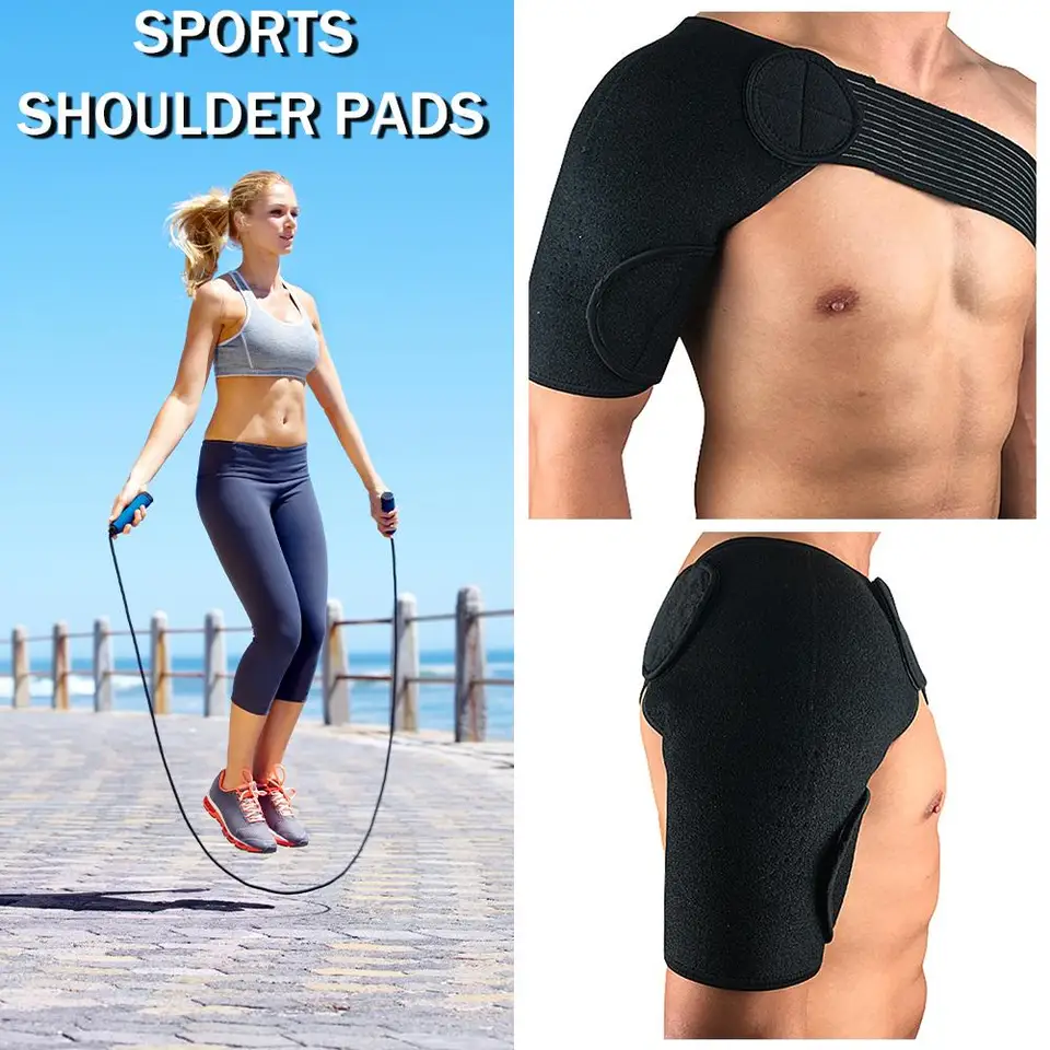 Single rameno ortéza pre basketbalový stolný tenis nastaviteľná priedušná telocvičňa Sports Care Wrap Band Pads Black Bandage U4B0