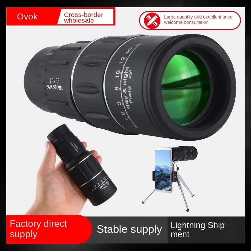 Single Telescope 16x52 Vysoký výkon 1652 Neinfračervené nízko osvetlené videnie Night Vision All-Optical Coating, Veľkoobchod od výrobcov