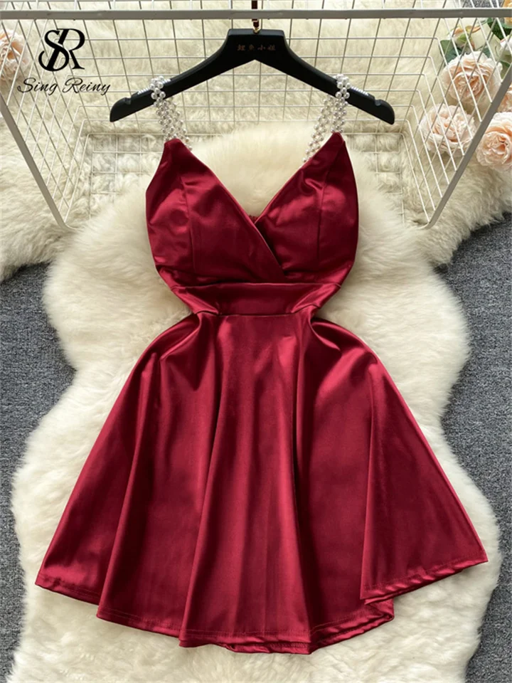 Singreiny Fashion Senior saténové šaty perl