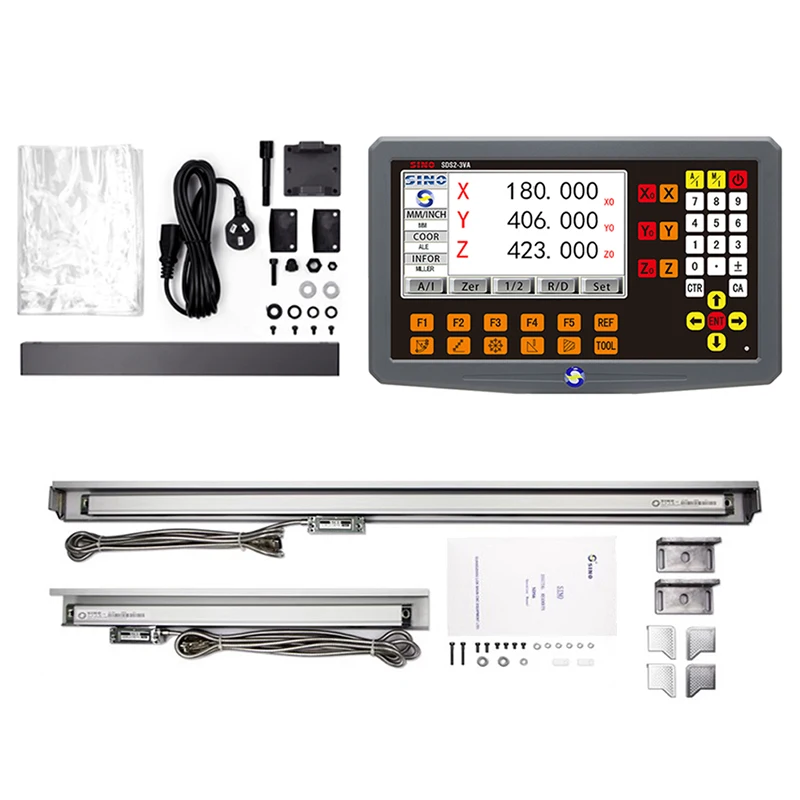 Sino 3 Axis LCD DRO Kit SDS2-3VA Digitálne odčítanie a 3 kusy KA-300 sklenené lineárne kódovače pre sústruhové mlynčeky Millilling
