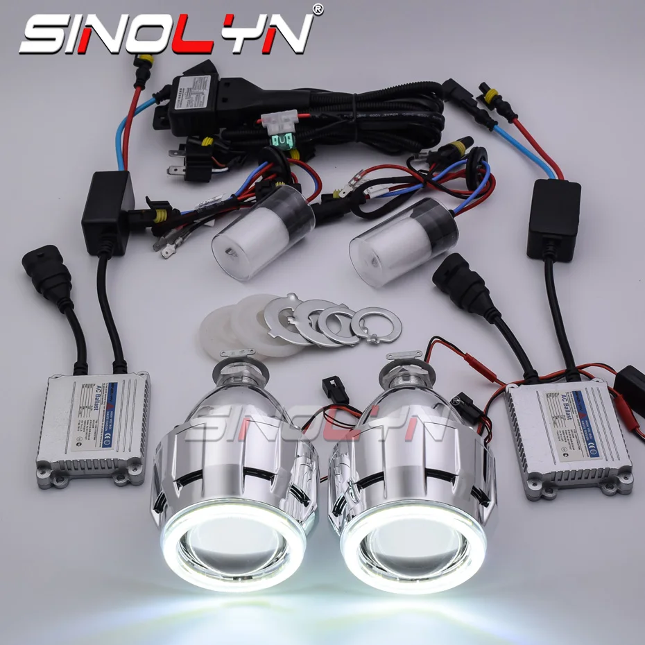 Sinolyn 2,5 palca Angel Eyes Mini projektor šošovky pre svetlomety H7 H4 BI XENON PLNÁ KITA PRE SVETLI PRÍSLUŠNÍCTVO