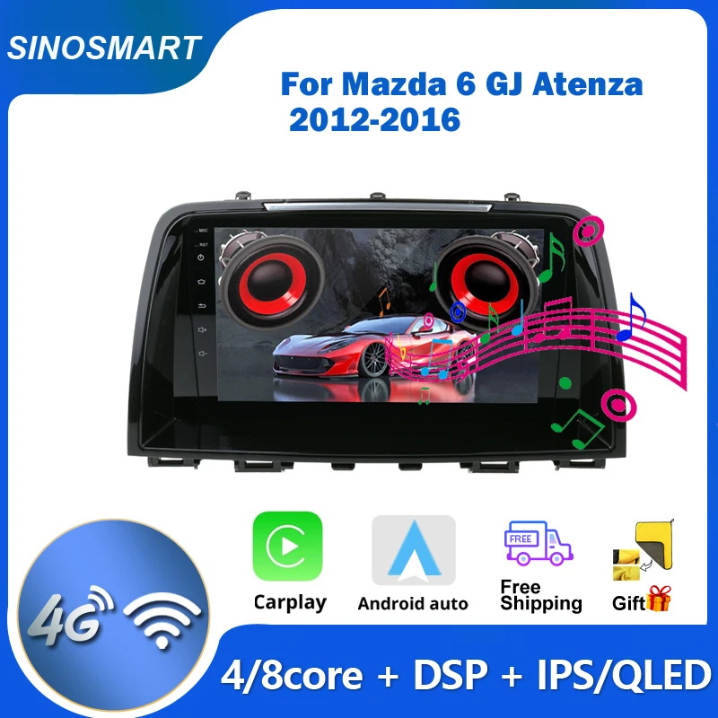 Sinosmart Support Bose Audio Factory OEM Camera/4G LTE pre Mazda 6 GJ Atenza 2012-2016 navigáciu automobilov GPS Player 8 Core CPU, DSP, DSP