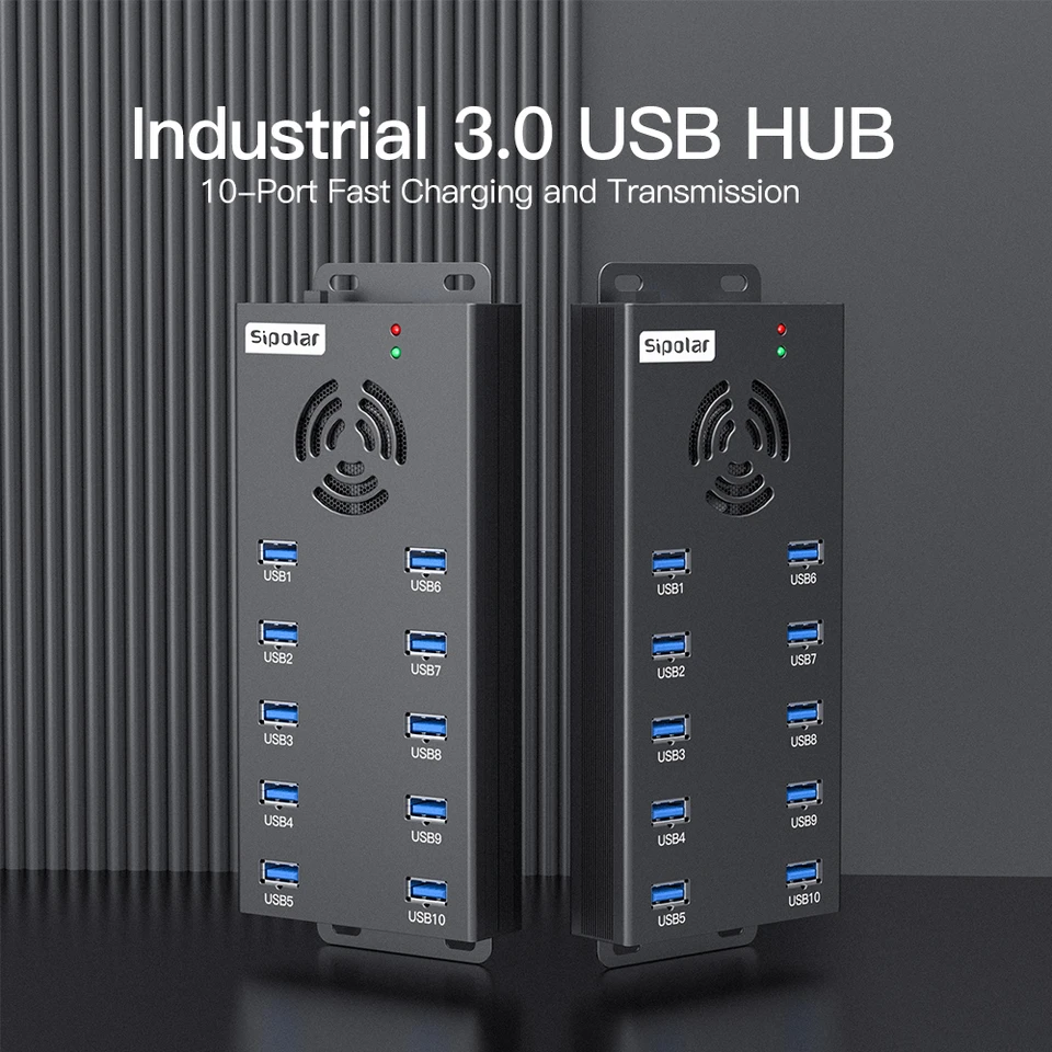 Sipolar A-423 10 Port USB 3.0 Sync a nabíjanie Hub 2.1a USB nabíjačka pre iPhone iPad Samsung Android Phone Tablets
