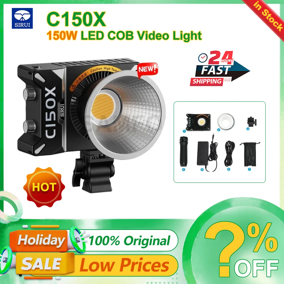 Sirui C150X 150W LED COB Video Light Prenosná fotografická kamera svetlo BI-COLOR 2800K-6500K s ovládaním aplikácie Reflector Bluetooth