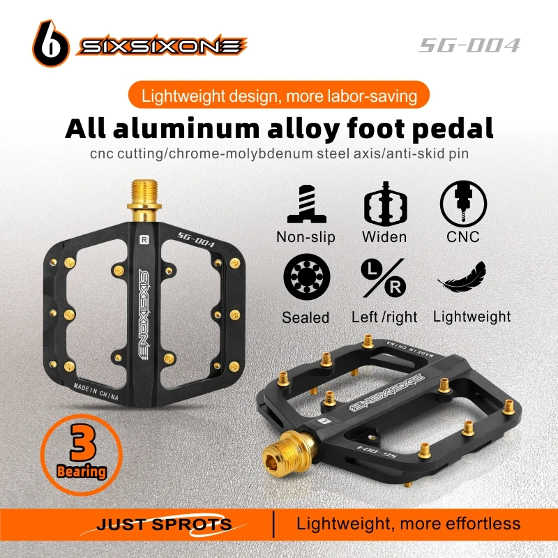 Sixsixone Bicycel Pedal 3 ložiská Ultralight Anti-Slip CNC MTB Mountain Road Platforma pedálov cyklovanie Accessori