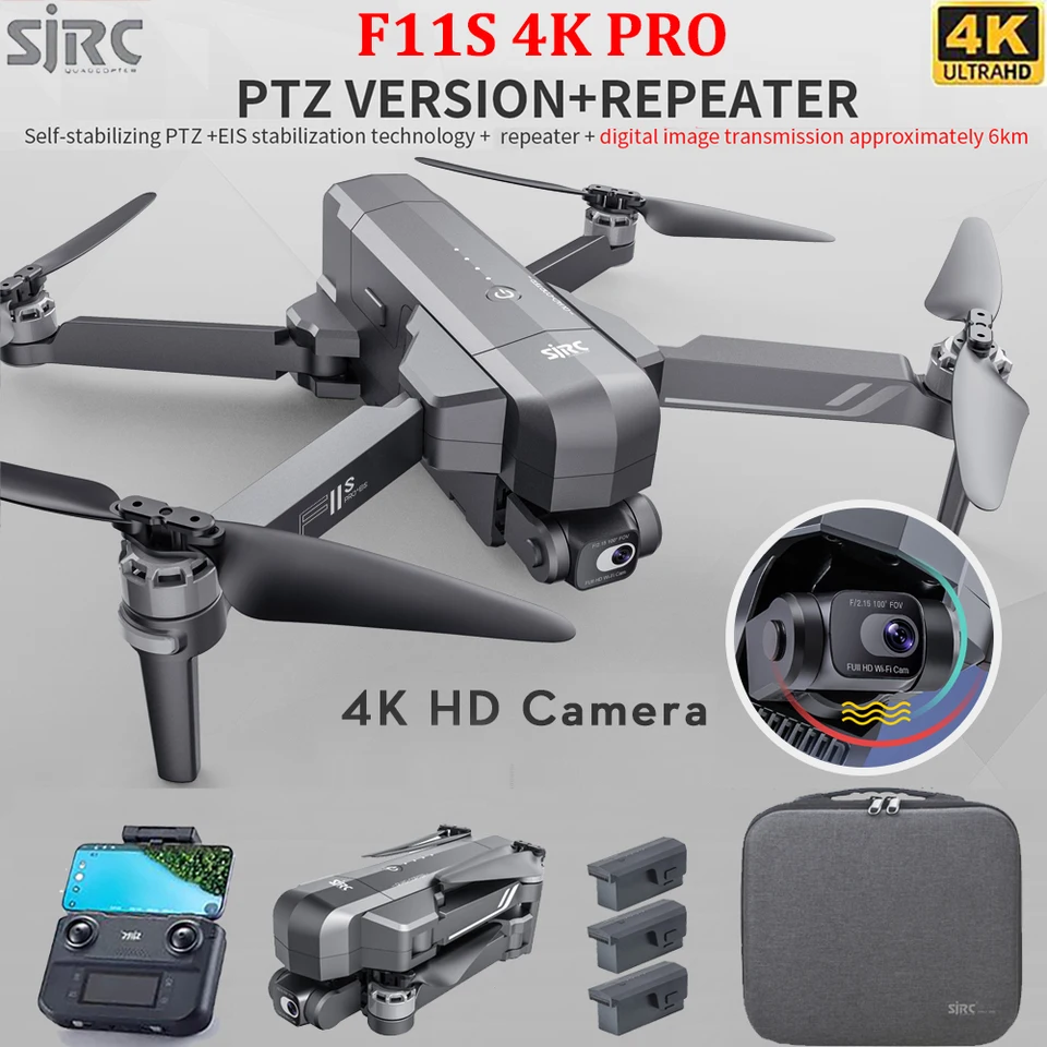 SJRC F11S 4K PRO+ DRON GPS 5G WIFI 2-osi stabilizovaný GIMBAL 6KM EIS BRUSHLESS 4K Profesional RC Quadcopter Toys VS F11S 4K PRO