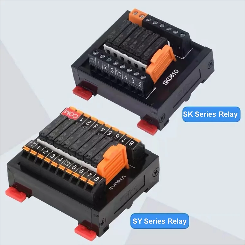 SK/SY Series Relay Modul plc zosilňovač DIN Rail Board Pluggable Relable 4/8/10/12/14/16 kanál 5V/12V/24V NPN/PNP kompatibilný