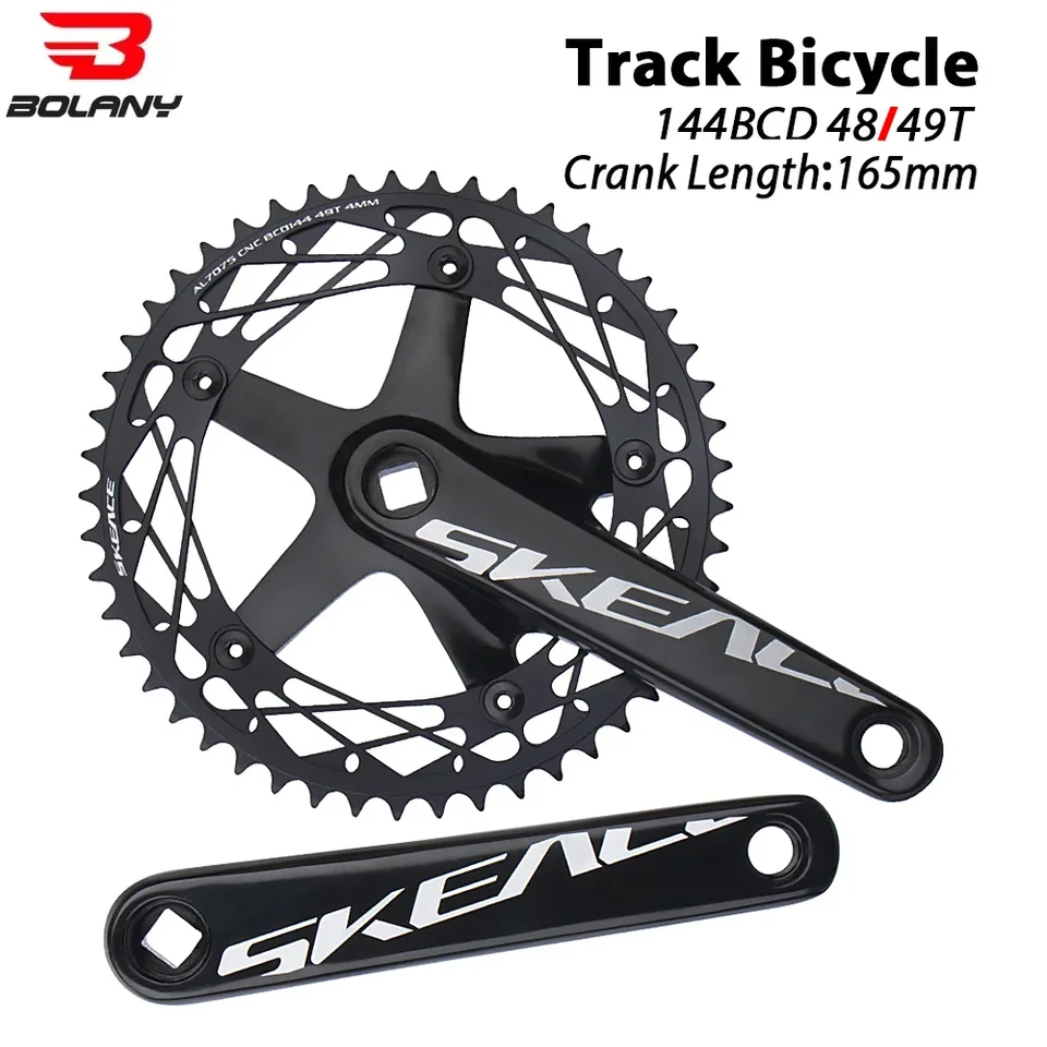 SKEACE Bicycle Crankset 144BCD Mountain Bike Square Hole Crand Hliníková zliatina Jednýchlostné kľukové koleso 165 mm 49T Crank Set
