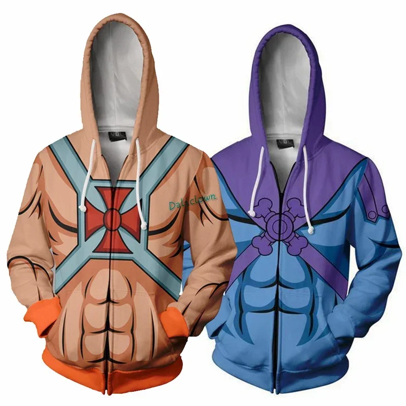 Skeletor Master of the Universe mikina 3D tlačená mikina príležitostná zipsová bunda s kapucňou Tops Cosplay kostým