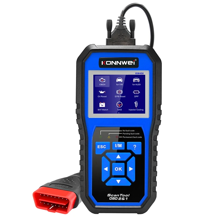 SKENER Automotriz Diagnostický nástroj Konnwei KW450 OBD OBD2 Diagnostický skener Podpora ABS/SRS/DPF pre VW pre Audi