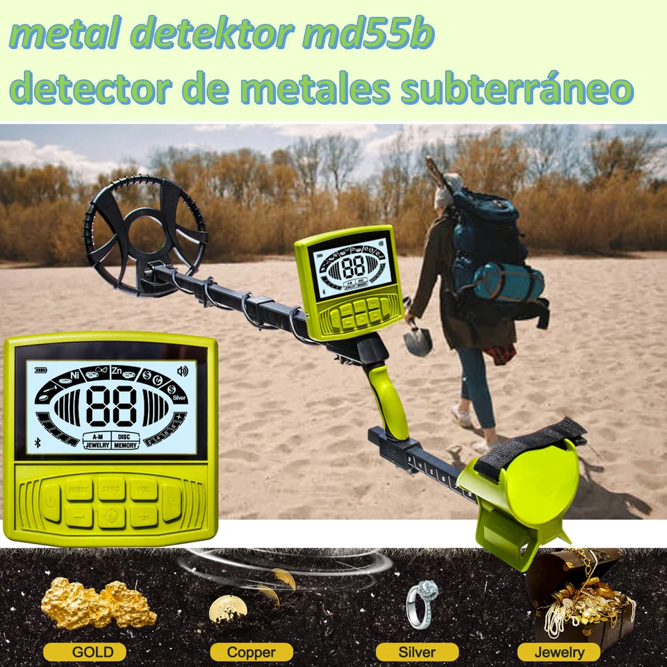 Skener detektora zlata MD55B Profesionálny kovový detektor M55B Treasure Hunter s vodotesnou cievkou veľký LCD displej LCD