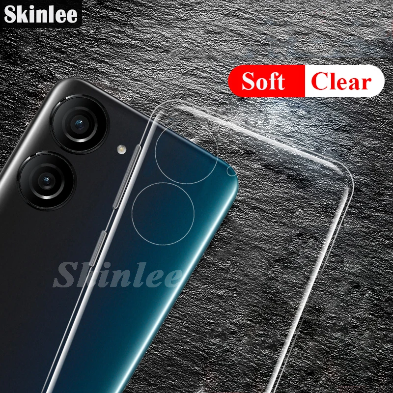 Skinlee Case 2ks pre Asus Zenfone 10 Transparentný silikónový mäkký škrupina pre asus zenfone 9 Fundas bezdrôtového nabíjania