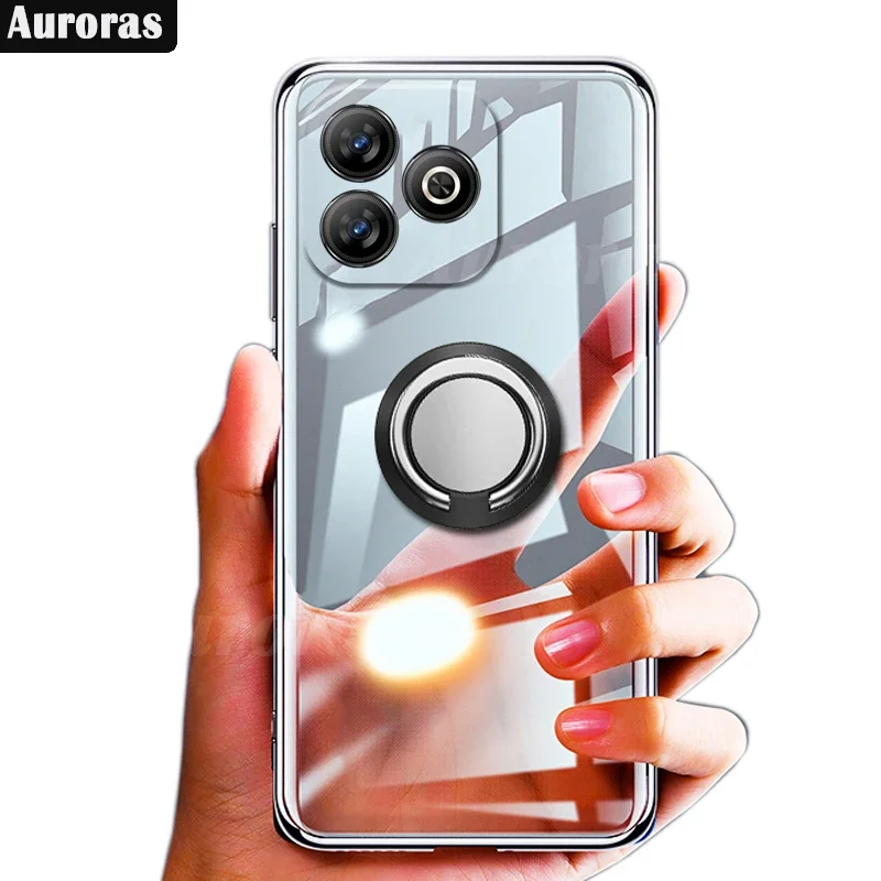 Skinlee Clear Case for ZTE Blade A75 4G Magnetický prsteň priehľadný silikónový mäkký škrupina pre čepeľ ZTE A35 A55 4G Cover Telefón