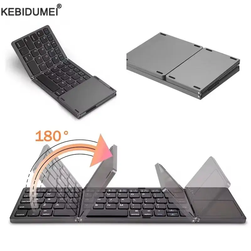 Skladacia klávesnica Bluetooth s dotykovým spadom pre iOS Android Windows Office Mini Wireless Storage Tri Systems Universal