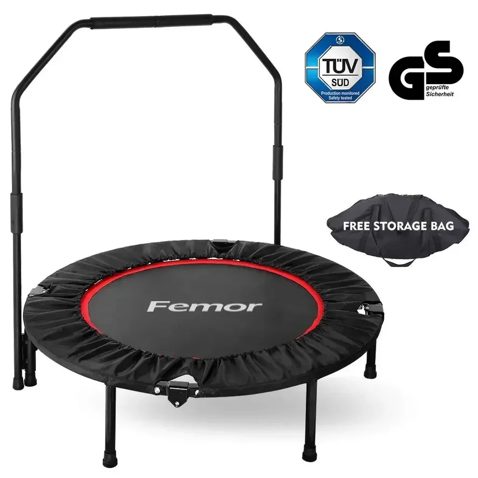 Skladacia mini trampolína, cvičebná trampolína s nastaviteľnou rukoväťou, rebounder trampolín pre dospelých, fitness, vnútorná trampolína