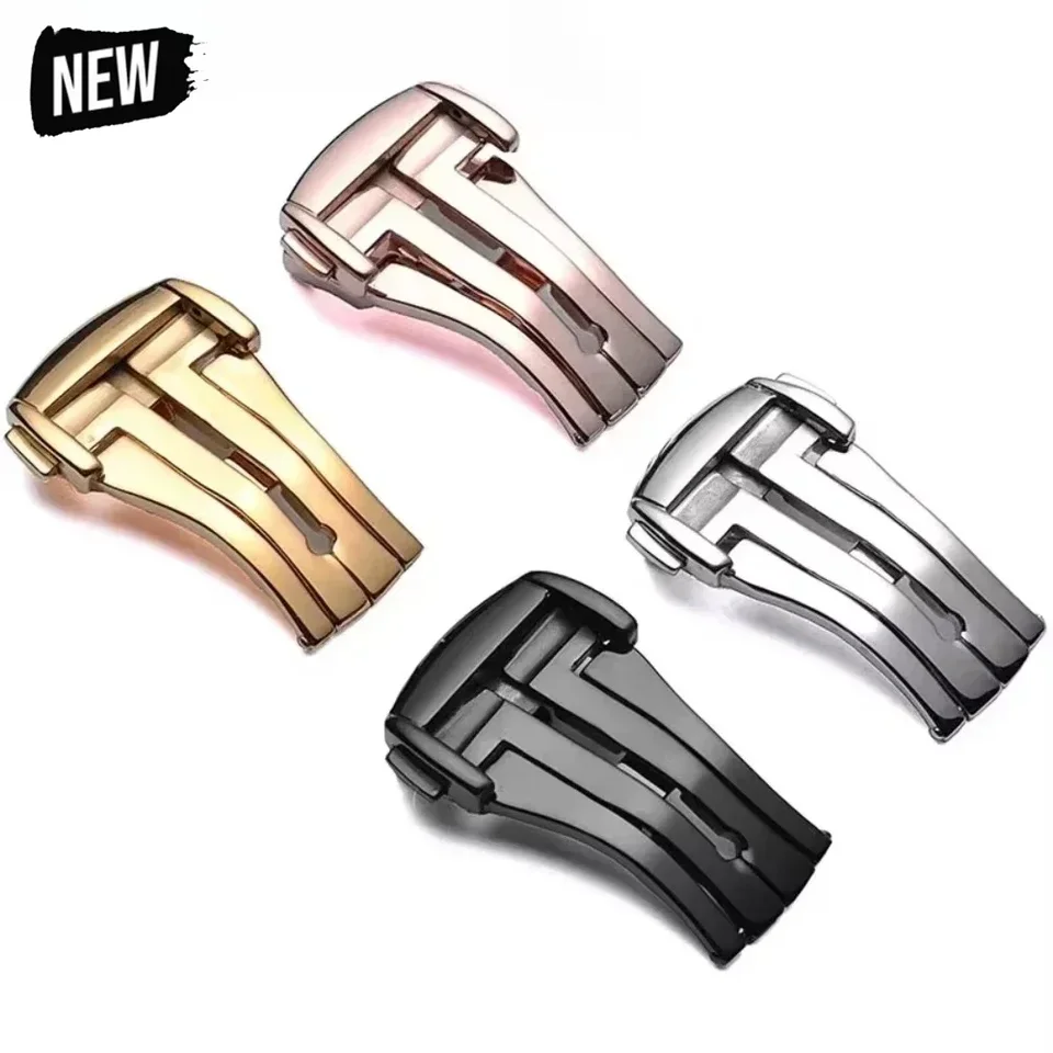 Skladacia pracka pre Omega z nehrdzavejúcej ocele Knižka 16 mm 18 mm kožená gumová kabína kovové nasadenie sponky