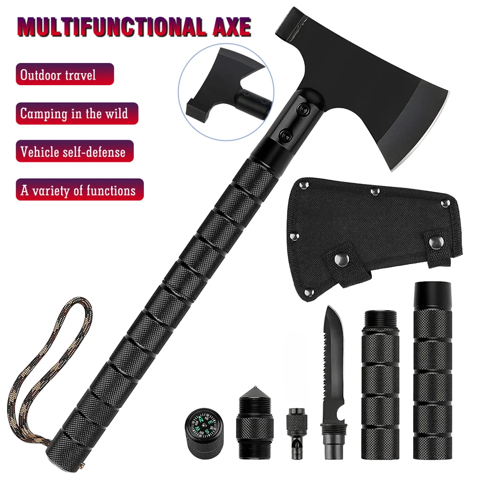 Skladacia taktická sekera Vonkajšia multifunkčná prežitie Ax Lovecká priepasť Kemping Self-Defense Tools Záhradnícka sekera Príslušenstvo