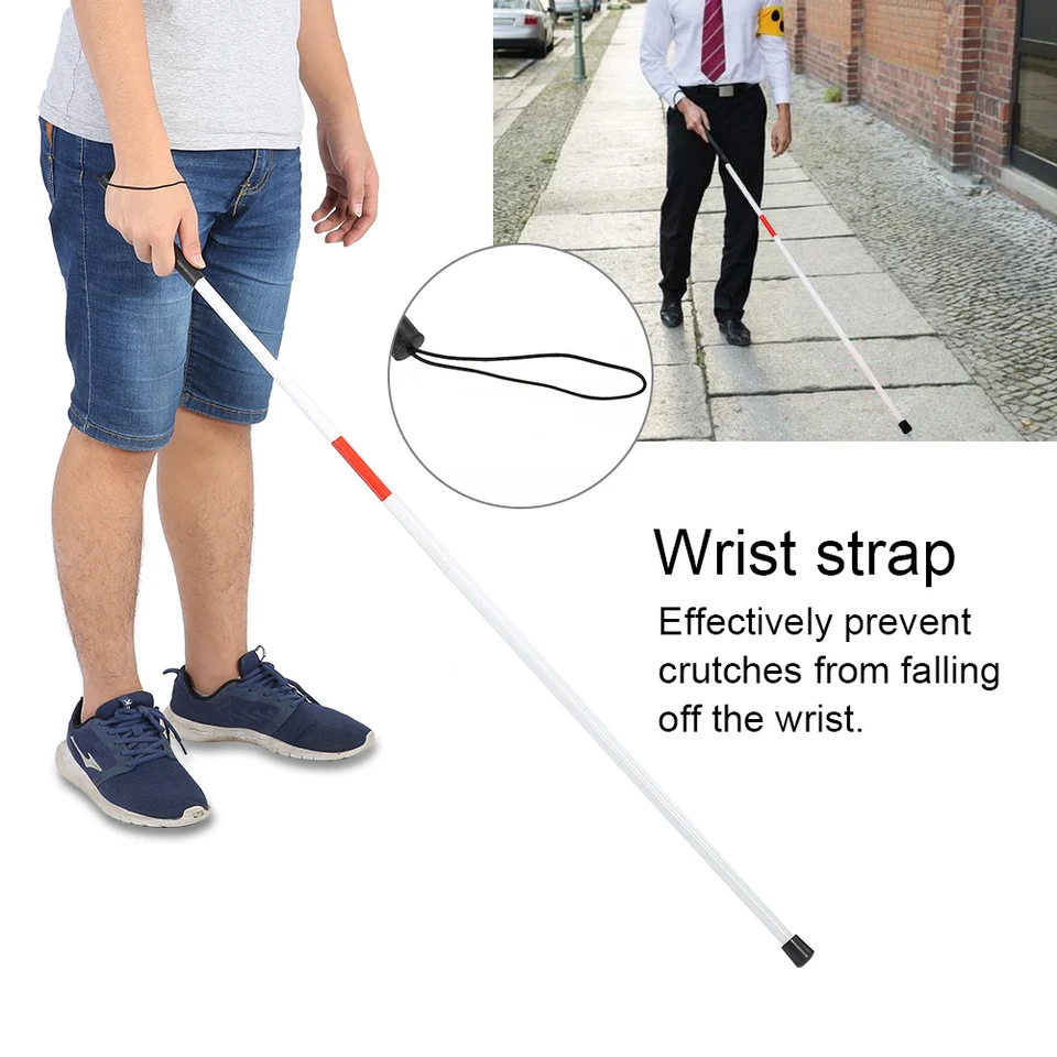 Skladacia trstina skladacia skladacia zložená reflexná trstina prenosný proti šokom Walking Stick Slepá ľudia skladacia chôdza