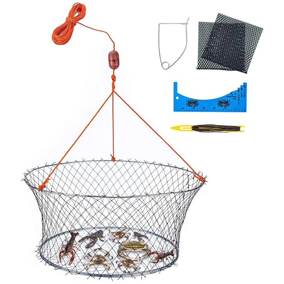 Skladacie homáre Crayfish Crab Crab Crawfish krevety ryby pasca klietka Rybolovná čistá rybolovná sieť s nástrojom na meranie krabov