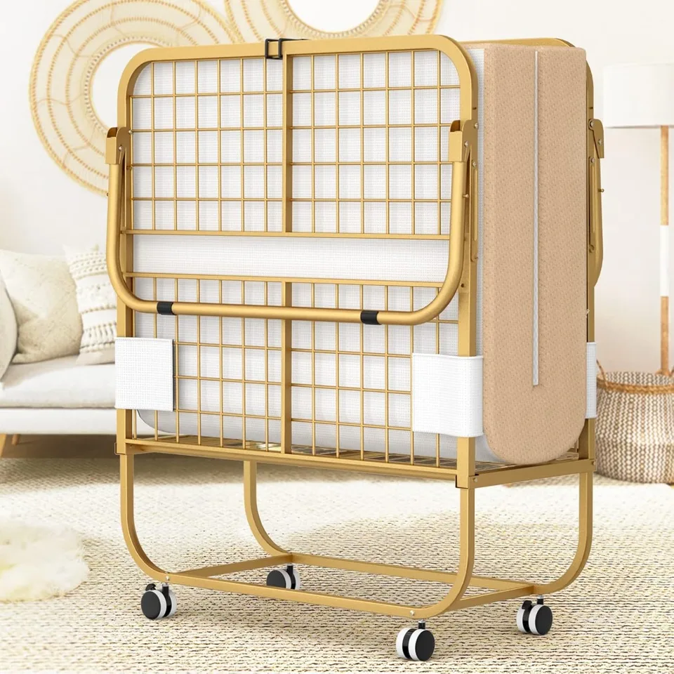 Skladacie lôžko s matracom, 75 ”x 38” dvojitá posteľ s úložným krytom, extra hosťujúce posteľ pre dospelých, ľahké úložisko