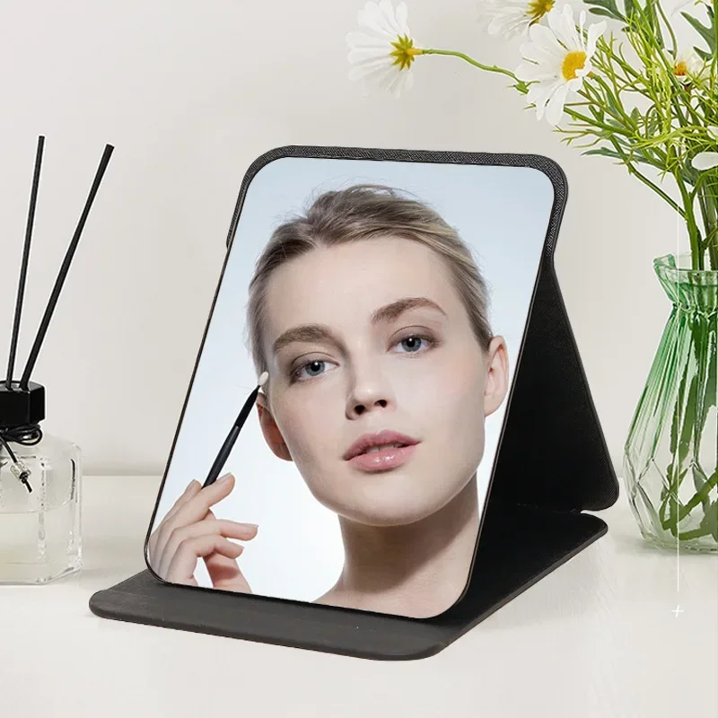 Skladacie make-up zrkadlo vysokokvalitné prenosné stolné make-up zrkadlo jednostranné kreatívne ženy pevné farebné stojaté make-up zrkadlo