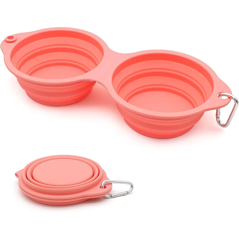 Skladacie misky pre psov integrované lišta psa Dvojitá misa Skladacia misa pre domáce zvieratá Vodná misa Cat Feeder