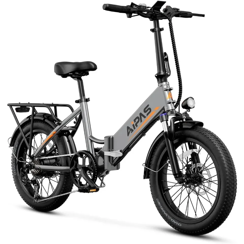 Skladací elektrický bicykel, 20 '' tuková pneumatika 750 W, odnímateľná batéria, maximálna rýchlosť 28 mph, rozsah 45 míľ, snímací rám a 7-stupňová rýchlosť