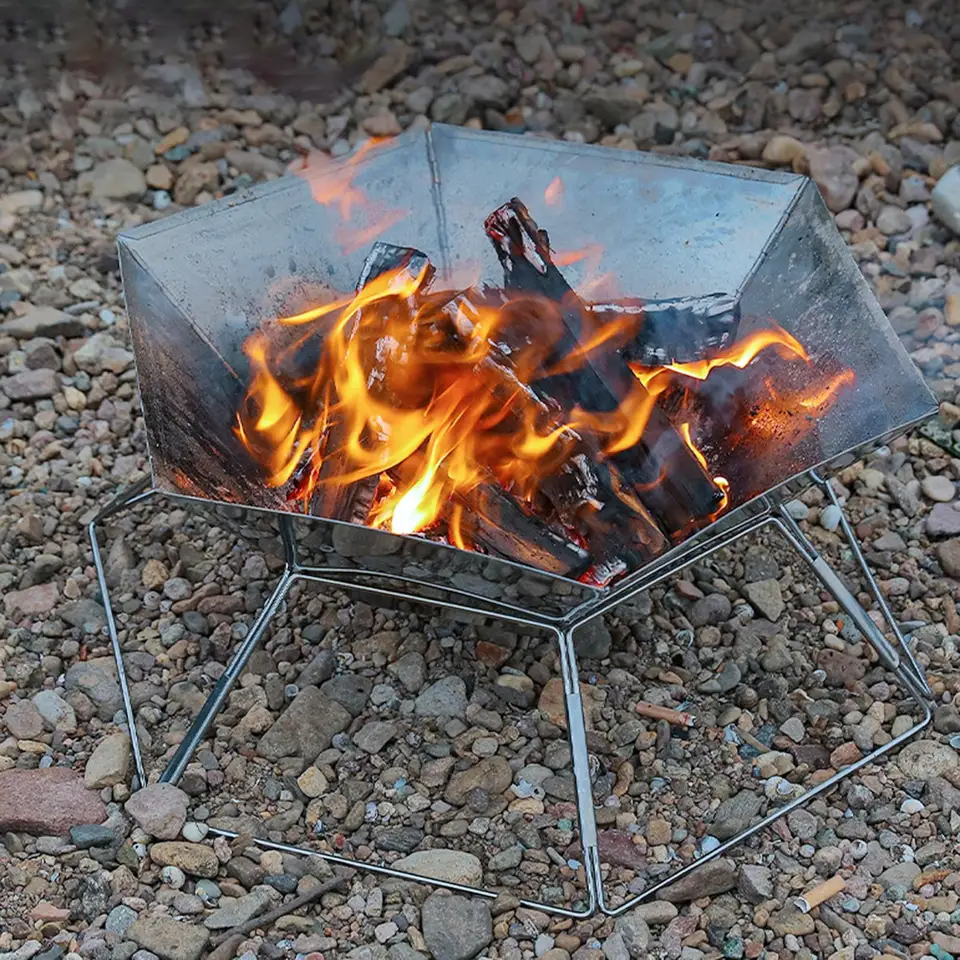 Skladací kempingový gril oheň, oheň ohňa dreva, na vonkajšie varenie piknik na piknik