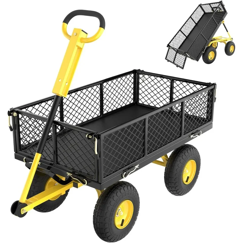 Skladací vozíkový úžitkový kovový vagón s 180 ° rotujúcou rukoväťou a 10-palcovými kolesami záhradné vozíky CARGO TROLLEYS TROLLEY VIAC