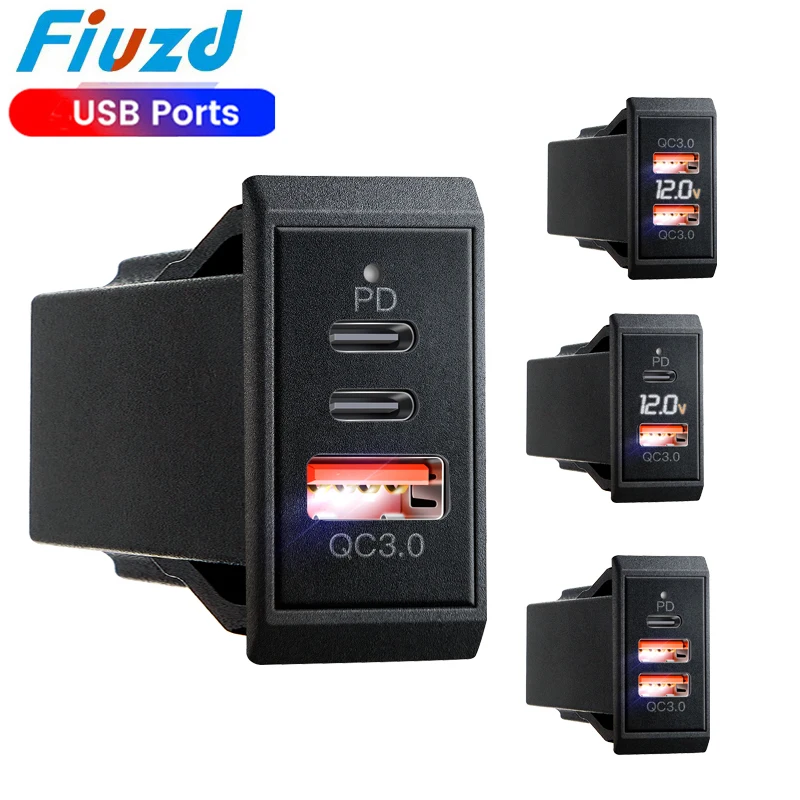Skladanie automobilu 12V 24 V USB Outlet 54W Dual PD USB-C port Quick Charge 3.0 USB nabíjačka na nabíjačku pre Passat B8 B7 B6 B5 Príslušenstvo