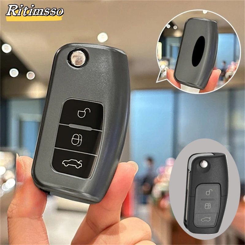 Skladanie mäkkého TPU Car Case Cover Case pre Ford Fiesta Focus 2 EcoSport Kuga Escape Falcon B-Max C-Max Eco Sport Galaxy