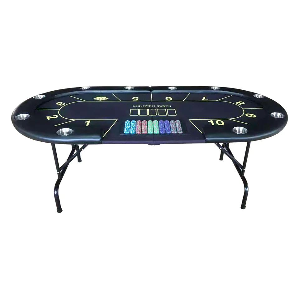Skladanie Texas Hold 'Em Poker Game Table s tlmitou železnicou 10 hráč Texas Poker Table 94*47 palca