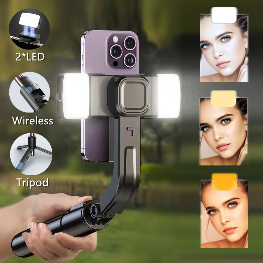 Skladateľný 1-osový gimbal stabilizátor selfie selck bezdrôtový statív s monopodom Bluetooth Shutter pre iOS Android Moblie iPhone