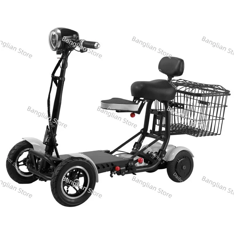 Skladateľný elektrický skúter pre starých ľudí, skúter mobility, 4 kolesá, 250 W, duálny motor, prenosný, skladateľný, cestovanie, seniori