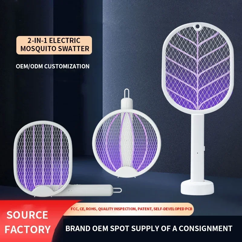 Skladateľný elektrický zabijak komárov vrah Fly Swatter Trap USB Nabíjateľné nabíjateľné rakety proti komárom Racket Hmyz s UV ľahkým chybou Zapper 3000V